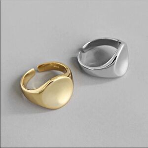 NEW 925 Gold Signet Sterling Silver Ring